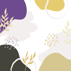 Floral square templates. Spring flowers and leaves. Flat style vector illustration for social media posts, mobile apps, cards, invitations, banner design and web advertising and web, internet ads