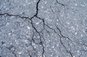 Asphalt crack background texture. Natural slim cracks in concrete for mask or manipulate image, close up, backdrop
