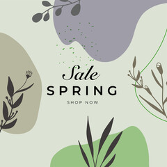 Spring fall summer sketches and line doodles hand drawn design floral elements. Vector illustration