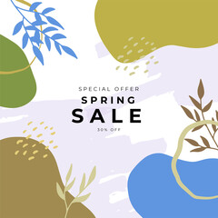 Trendy abstract square art templates with floral and geometric elements. Suitable for social media posts, mobile apps, banners design and web/internet ads. Fashion backgrounds.