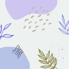 Trendy abstract square art templates with floral and geometric elements. Suitable for social media posts, mobile apps, banners design and web/internet ads. Fashion backgrounds.