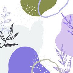 Vector design templates in simple modern style with copy space for text, flowers and leaves - wedding invitation backgrounds and frames, social media stories wallpapers, luxury stationery