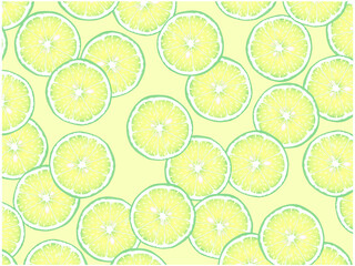 ライムスライスの背景②ランダム_白背景