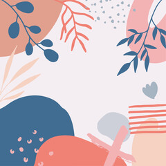 Naklejka premium Post square templates for social media. Vector abstract shapes vertical backgrounds. Minimal floral backdrops