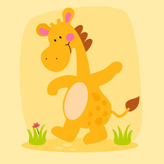 Funny greeting card with adorable giraffe