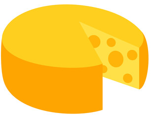 One yellow wheel round cheese block