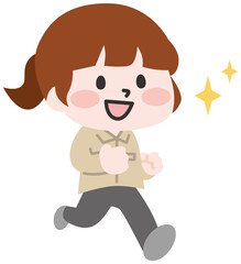 小走りする作業員の女性