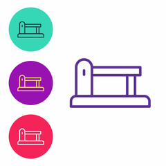 Set line Railway barrier icon isolated on white background. Set icons colorful. Vector