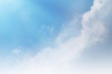 Blue sky with white cloud. The summer heaven is colorful clearing day Good weather and beautiful nature in the morning.