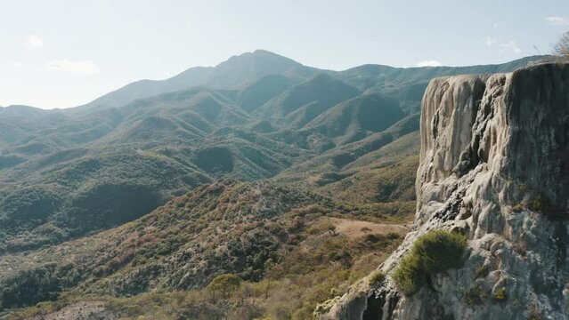 Aerial view of Hierve El Agua Rock Formations in Oaxaca Mexico