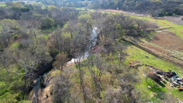 Aerial footage of Post Oak Creek in Sherman Texas.