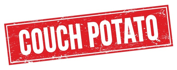 COUCH POTATO text on red grungy rectangle stamp.