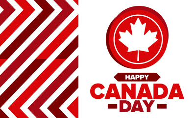 Happy Canada Day. National holiday, celebrated annual in July 1. Canadian flag. Maple leaf. Patriotic symbol and elements. Poster, card, banner and background. Vector illustration
