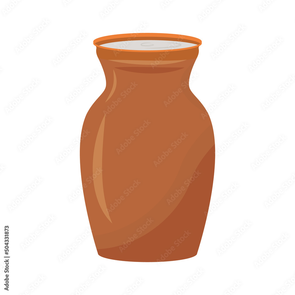 Aufkleber clay vessel semi flat color vector element. full sized object on white. jug with beverage. earthenwa