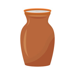 Clay vessel semi flat color vector element. Full sized object on white. Jug with beverage. Earthenware crockery simple cartoon style illustration for web graphic design and animation