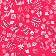 White line Advertising icon isolated seamless pattern on red background. Concept of marketing and promotion process. Responsive ads. Social media advertising. Vector