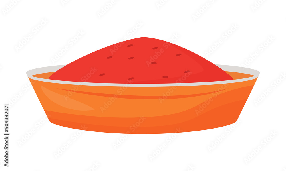 Poster red food in orange bowl semi flat color vector element. full sized object on white. tasty dish. spic