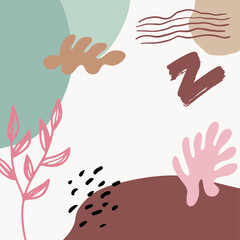 Vector design templates in simple modern style with copy space for text, flowers and leaves - wedding invitation backgrounds and frames, social media stories wallpapers