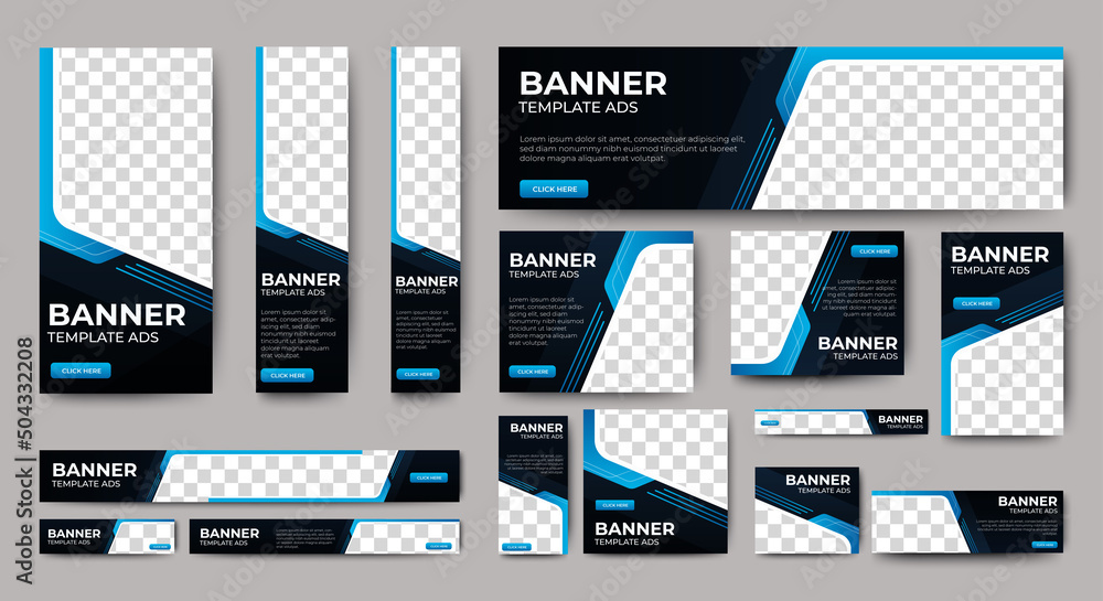 Canvas Prints modern banner design web template set, horizontal header web banner. modern gradient blue cover head
