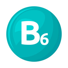 Pyridoxine vitamin semi flat color vector object. Dietary supplement. Full sized item on white. Essential nutrient. Simple cartoon style illustration for web graphic design and animation