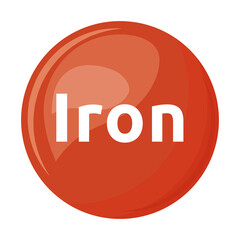 Iron mineral semi flat color vector object. Dietary supplement. Full sized item on white. Essential nutrient. Health improvement. Simple cartoon style illustration for web graphic design and animation