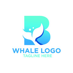 Letter B Whale Logo Design Template Inspiration, Vector Illustration.