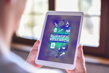 Scientific research concept on a tablet