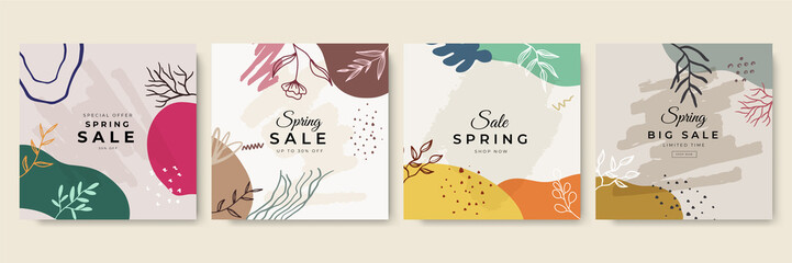 Naklejka premium Set of abstract creative universal artistic templates.