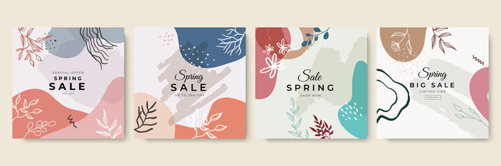 Spring sale banner background template with colorful flower. Can be use social media card, voucher, wallpaper, flyers, invitation, posters, brochure.