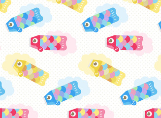 カラフルなこいのぼりのシームレスなパターン