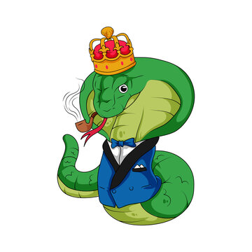King Cobra With Crown, Cigarette, and Tuxedo Style