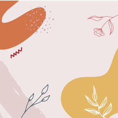 Obraz premium Vector design templates in simple modern style with copy space for text, flowers and leaves - wedding invitation backgrounds and frames, social media stories wallpapers