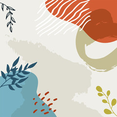 Vector design templates in simple modern style with copy space for text, flowers and leaves - wedding invitation backgrounds and frames, social media stories wallpapers