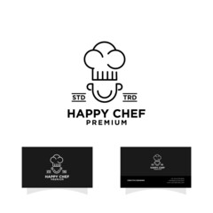 smile chef hat cooking logo icon vector flat logo icon design illustration