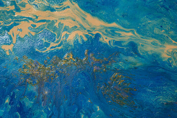 Fototapeta na wymiar Marbled blue abstract background. Liquid marble pattern.