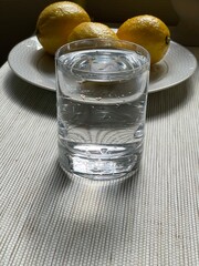 glass of water with lemon