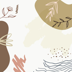 Modern vector illustrations with hand drawn organic shapes, textures and flowers.Trendy creative backgrounds for social media posts and stories, banners, branding design, covers
