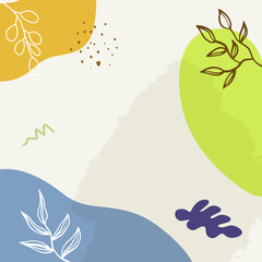 Floral flower modern vector illustrations with hand drawn organic shapes, textures and flowers.Trendy creative backgrounds for social media posts and stories, banners, branding design, covers