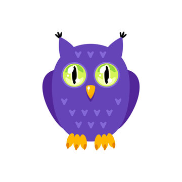 Owl icon. Cartoon illustration of a funny owl isolated on a white background. Vector 10 EPS.