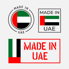 made in United Arab Emirates icon set, made in UAE product labels