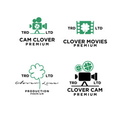 set collection clover film movies logo icon design