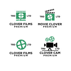 set collection clover film movies logo icon design