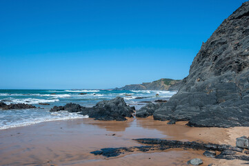 Castelejo beach near Vila do Bispo on the Algarve in Portugal