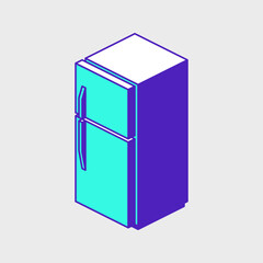 Refrigerator or fridge isometric vector icon illustration