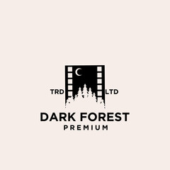 premium wood tree dawn forest vector film logo icon design