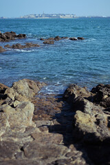 Fototapeta na wymiar Plage littoral breton - rochers