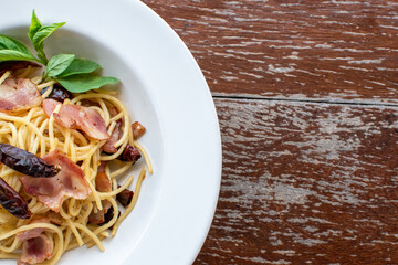 Delicious Spaghetti Bolognese or Bolognese and Tomato Sauce Garnished with parmesan cheese and...