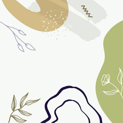 Trendy abstract square art templates with floral and geometric elements. Tan, nude champagne, peach, pink, brown, beige, Design for social media post, mobile apps\, banner design and web/internet ad.