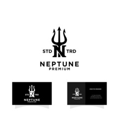 Trident initial N T vintage logo design illustration