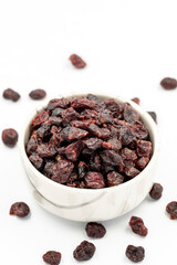 Dried blueberry on a white background. Healthy and fresh.nuts. Close-up.